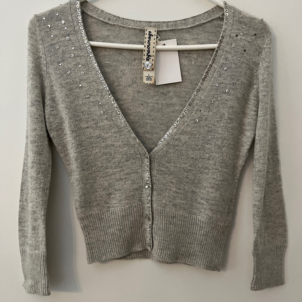 Abercrombie & Fitch Gray Embellished cardigan